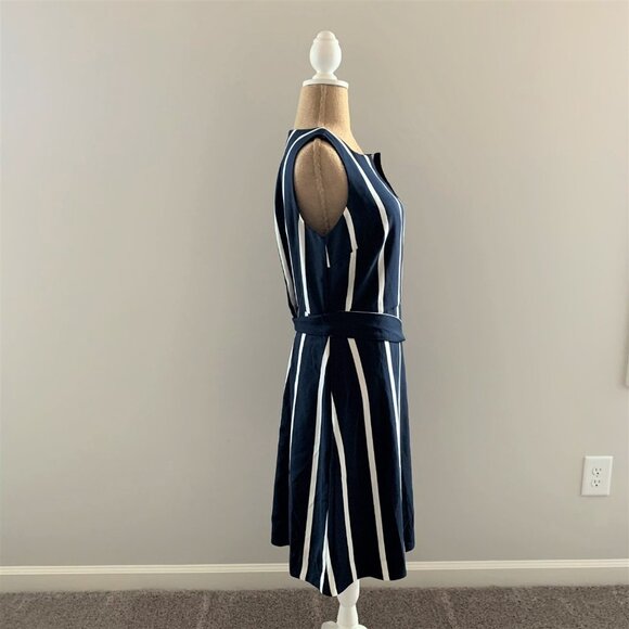 NWT Banana Republic Dress Sleeveless Navy White Stripes Nautical Petite … - Picture 6 of 12